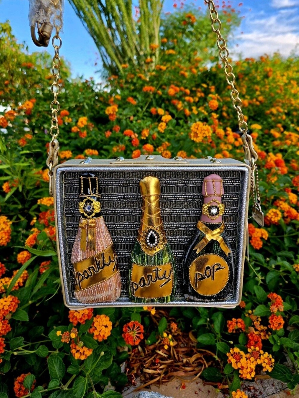 NWT Mary Frances crossbody Sparkling Champagne Handbag Brand New Limited Edition